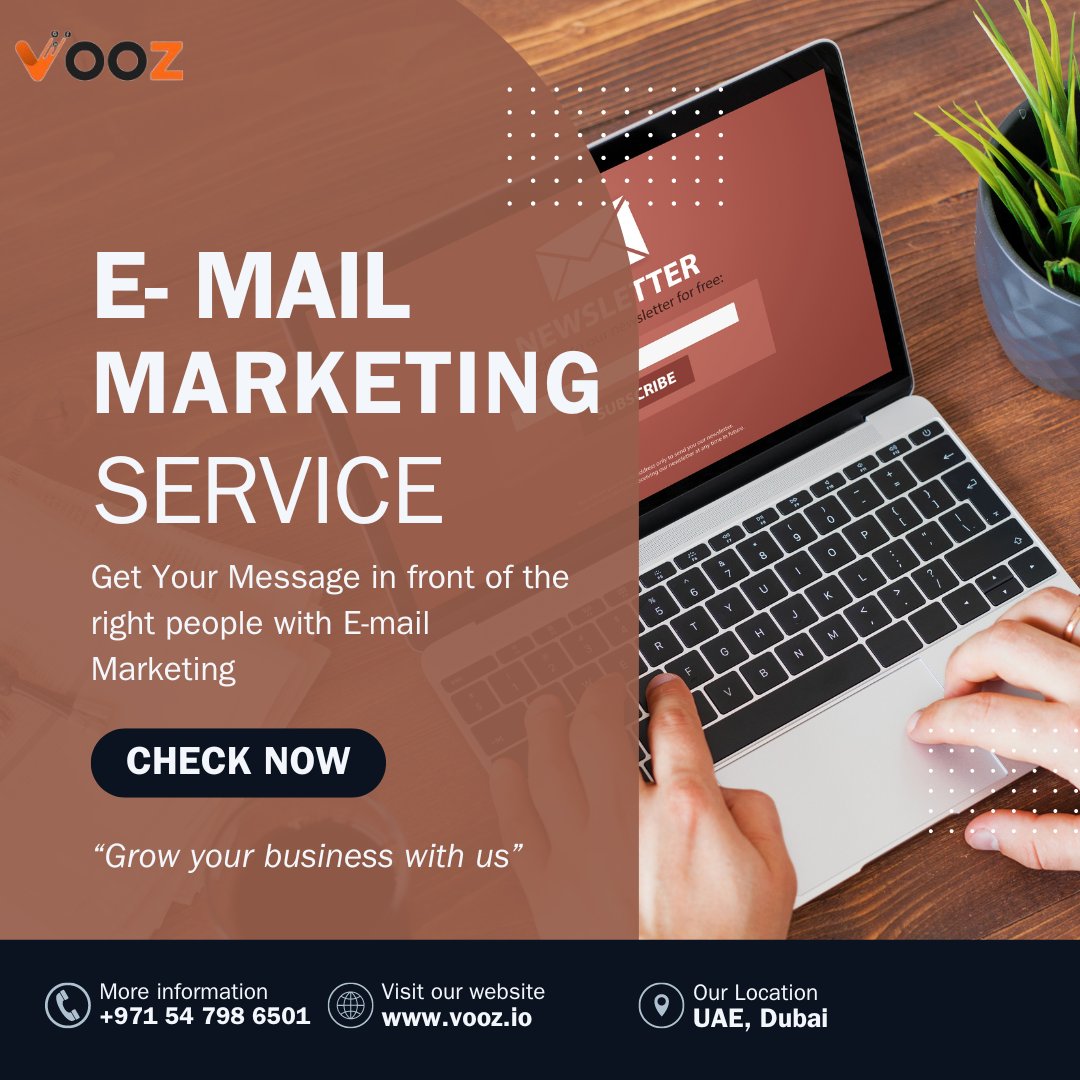 VoozTech's tweet photo. Vooz Tech: Your Premier Email Marketing Service Provider in Dubai

Visit Us: https://t.co/j6fXOJfP4K
Contact Us: +971 547986501
Mail: info@vooz.io https://t.co/XVpCWW3N5W