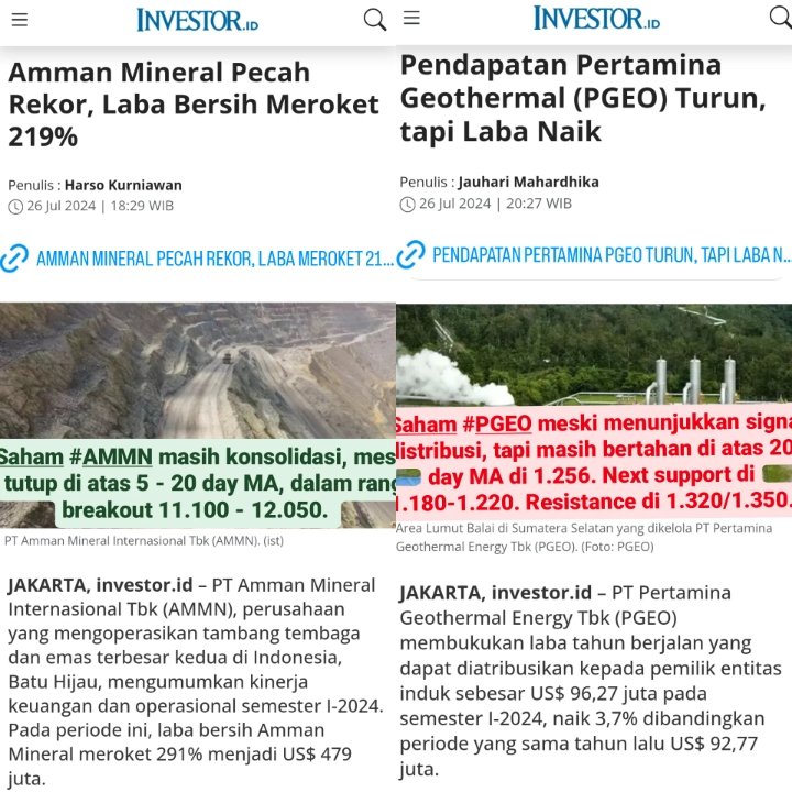 andri_zakarias's tweet image. VIEW LAPORAN KEUANGAN Q2 &amp;amp; SEMESTER 1 2024 KOMBINASI DENGAN ANALISA TEKNIKAL:
EMITEN #AMMN #ANTM #BBCA #BBRI #PGEO #TUGU + #ADRO #AGIII  #PGAS.

#ctasaham
#saham
#idx
#emiten
#laporankeuangan
#analisateknikal
#analisafundamental
#tradingsaham
#belajarsaham
#rekomendasisaham