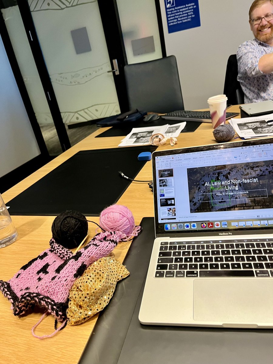 Matilda_Arvid's tweet photo. #AI, #law and #nonfascist living & the #feminist history of resistance through code in #knitting workshop @usceduau hosted by the amazing Tim Peters with an incredibly creative and cool group of scholars β¨ππ½ https://t.co/lcLJARo3OQ