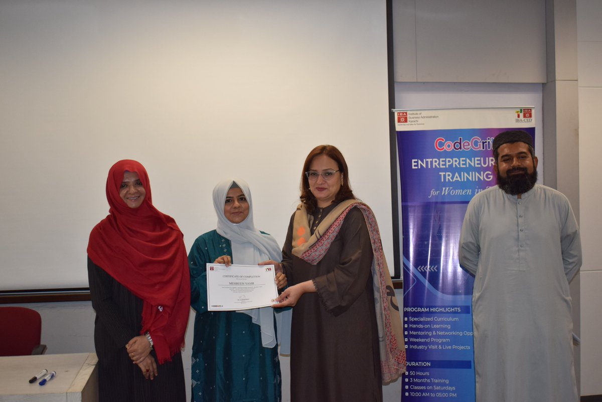 We are incredibly proud to celebrate the completion of the CodeGrit Entrepreneurship Training! 

In the closing session participants presented their business pitches before the guests from Jaffer Family Foundation, CodeGirls, and <a href="/IbaCed/">IBA Center for Entrepreneurial Development</a> 
<a href="/Hasnainwalji/">Hasnain  Walji</a>  <a href="/shamimrajani/">Shamim Rajani</a> <a href="/FaizaYousuf/">Faiza Yousuf</a>