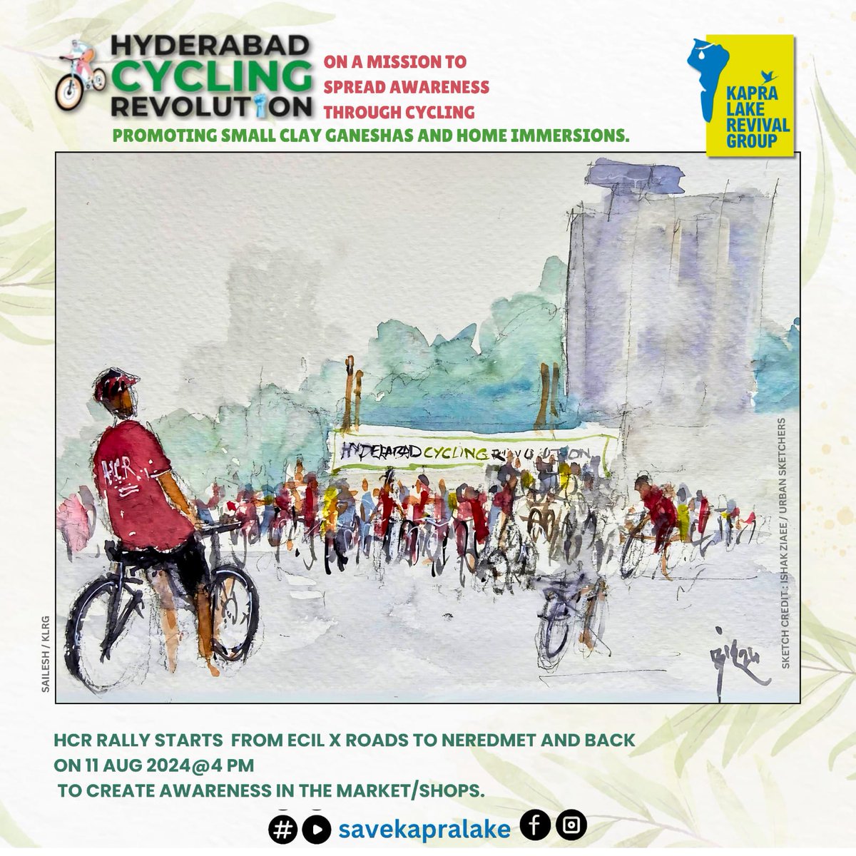 HydCyclingRevolution (@hydcyclingrev) on Twitter photo #HyderabadCyclingRevolution
<a href="/savekapralake/">savekapralake</a>
PromotingbSmall Clay Ganeshas & Home Immersions
Everyone please do kindly join
<a href="/manreddy/">Manognya Reddy</a> <a href="/sselvan/">Bicycle Mayor of Hyderabad</a> <a href="/Ravi_1836/">🇮🇳 Ravi #GreaterHyderabadActiveMobility</a> <a href="/Anjani_Tsn/">Anjani.Tsn</a> <a href="/CommissionrGHMC/">Commissioner GHMC</a> <a href="/GHMCOnline/">GHMC</a> #HyderabadCyclingRevolution
<a href="/savekapralake/">savekapralake</a>
PromotingbSmall Clay Ganeshas & Home Immersions
Everyone please do kindly join
<a href="/manreddy/">Manognya Reddy</a> <a href="/sselvan/">Bicycle Mayor of Hyderabad</a> <a href="/Ravi_1836/">🇮🇳 Ravi #GreaterHyderabadActiveMobility</a> <a href="/Anjani_Tsn/">Anjani.Tsn</a> <a href="/CommissionrGHMC/">Commissioner GHMC</a> <a href="/GHMCOnline/">GHMC</a>