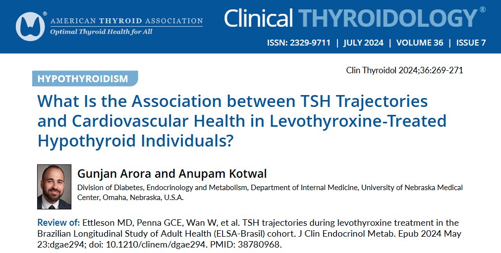 clinicalthyroid's tweet photo. New review by Drs. Anupam Kotwal & Gunjan Arora on #JCEM article from @Bianco_Lab & colleagues showing how #TSH over time is associated with #cardiovascular problems in pts w/ #hypothyroidism on #LT4.
https://t.co/vT6FL00XCH
#medtwitter #endtwitter #thyroid #thyroidresearch https://t.co/GtwJxOuGwP