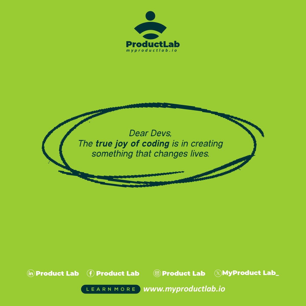 MyProductLab_'s tweet photo. Code with purpose. Your creations can change the world. Let's build something amazing together.

#ProductLab #motivation #dedication #coding #impact #devlife https://t.co/AyvNJLv1B8