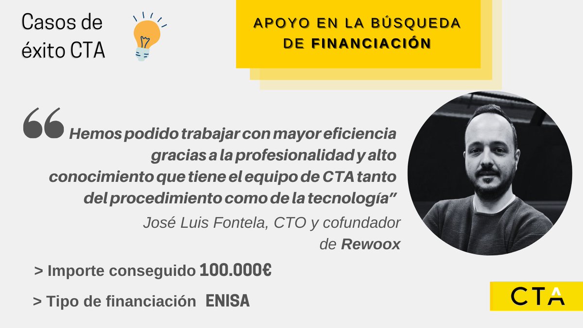 CTAndalucia's tweet photo. ¡Orgullosos de anunciar que Rewoox ha conseguido un préstamo ENISA de 100.000€ gracias a nuestra ayuda!
🚀🔧 Este apoyo será clave para su crecimiento e innovación. ¡Enhorabuena!
#Innovación #Tecnología #ENISA #Rewoox https://t.co/lWJV68M5Om
