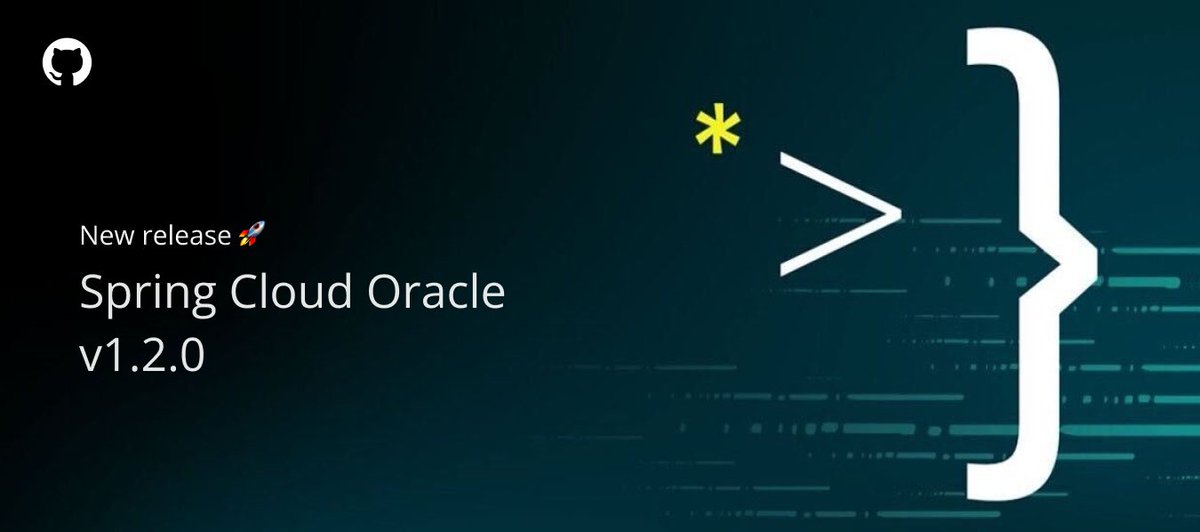 OracleOSS's tweet photo. New release: Spring Cloud Oracle v1.2.0 🚀

Spring Cloud Oracle eases the integration with Oracle Database and OCI services.

Learn more: https://t.co/158ZEKGe51

Get started: https://t.co/00jpNmezDv

#OracleOSS #Spring #cloud https://t.co/r3hNUPYF13