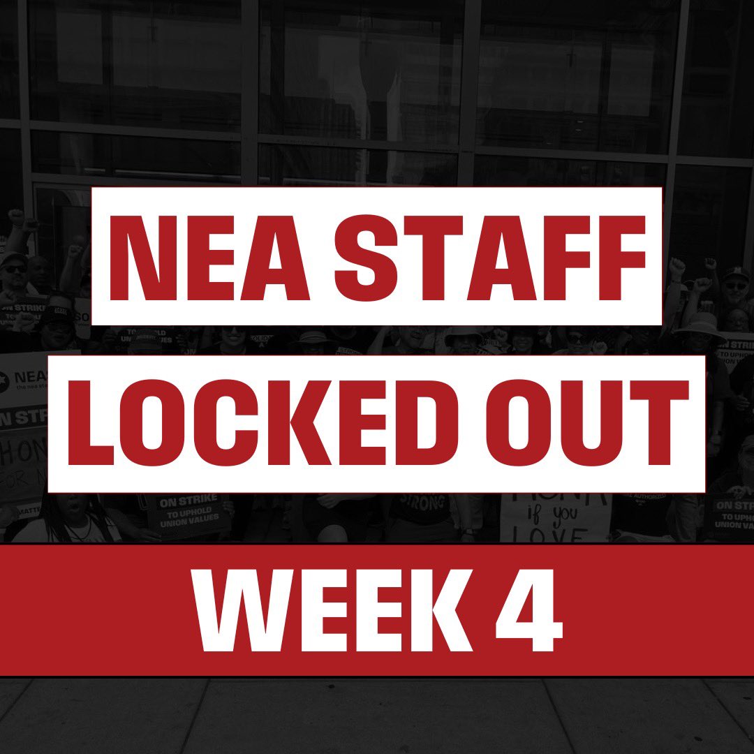 We’ve entered Week 4 of NEA’s illegal lockout, the new school year is starting, and there are 98 days until Election Day. 

It’s past time for <a href="/NEAToday/">NEA</a> to settle a fair contract that upholds union values and gets NEASO members and the nation’s largest labor union back to work.