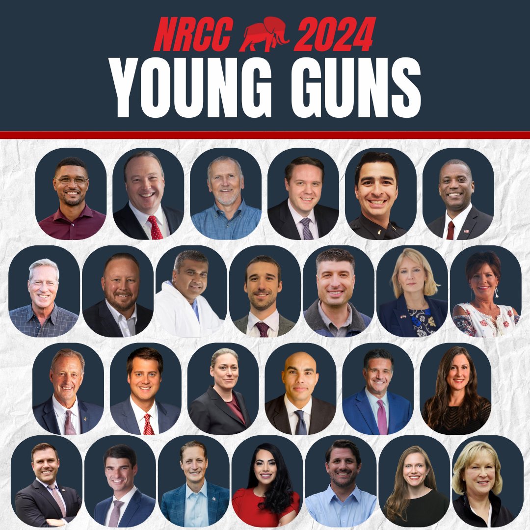 NRCC's tweet image. NRCC introduces…

💪 26 YOUNG GUN CANDIDATES💪

NRCC Chairman @RepHudsonNC: "These Republican candidates are already well on their way to running winning campaigns that will grow our House majority in November."