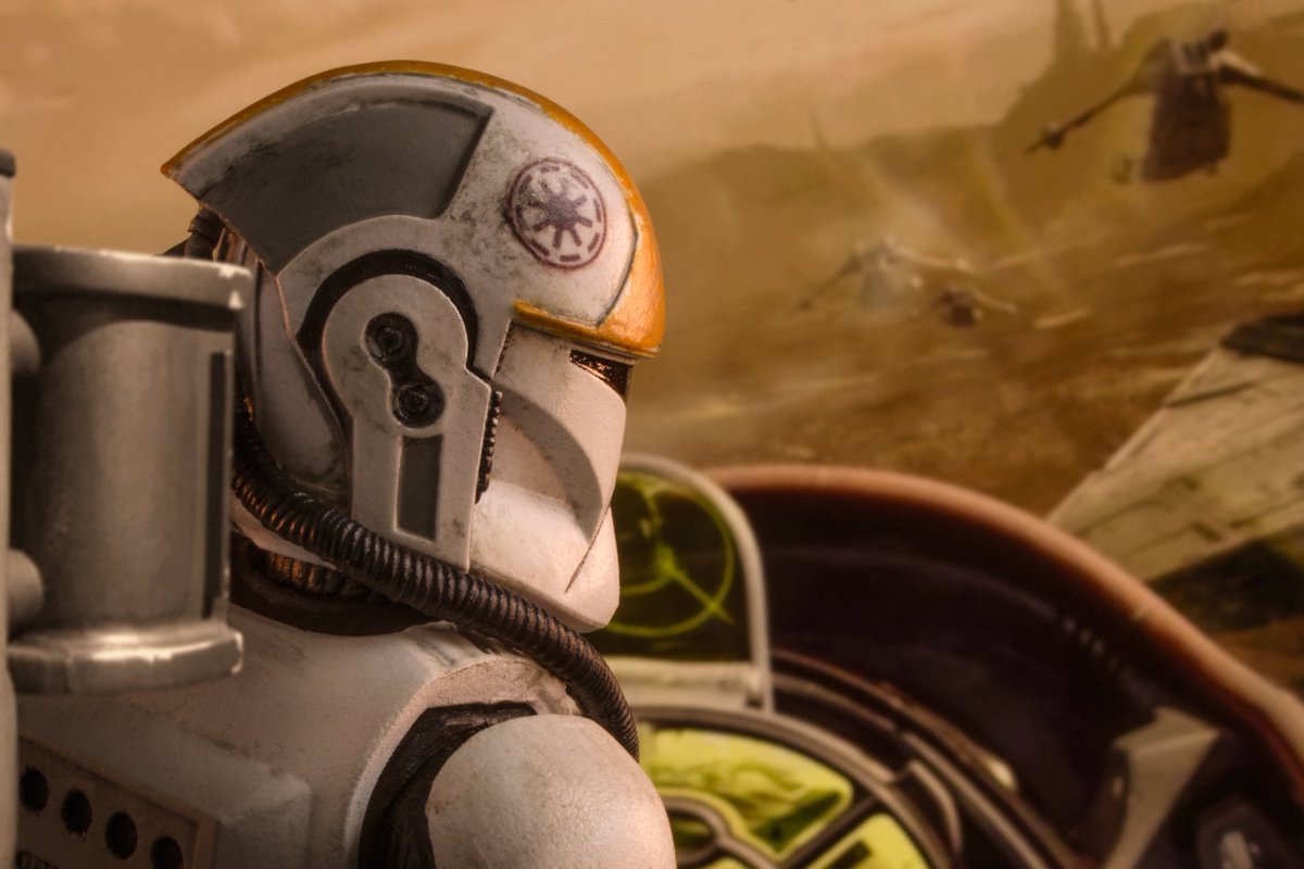 Mr_Storm_Davis's tweet photo. “Pilot, land in that assembly area.” “Yes sir.” 

A scene recreation with a custom #ClonePilot Check out the cinematic edit too, what do you think? Kit from @gi_trooper_kits 

#AttackOfTheClones #StarWars #StarWarsTheBlackSeries #ToyPhotography #Canon90D #MrStormtrooperDavis https://t.co/oZRMpVzYRo