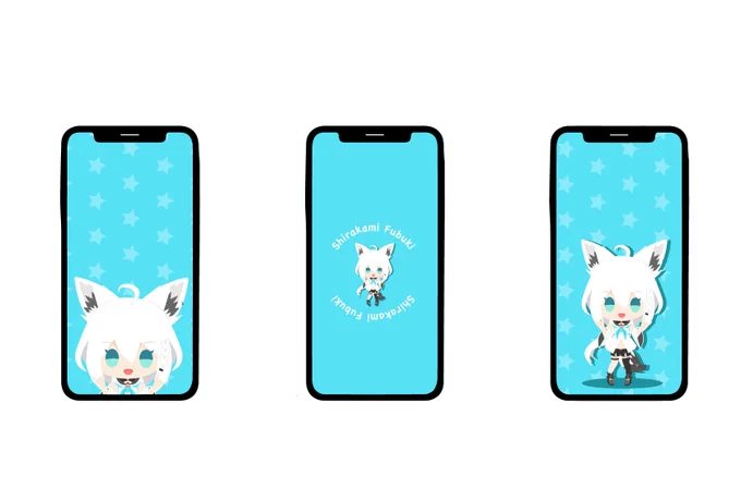 【スマホ用壁紙】デフォルメフブちゃん 色んなパターンで作ってみました〜!! 壁紙のみの使用でご自由にどうぞ〜!! #絵フブキ