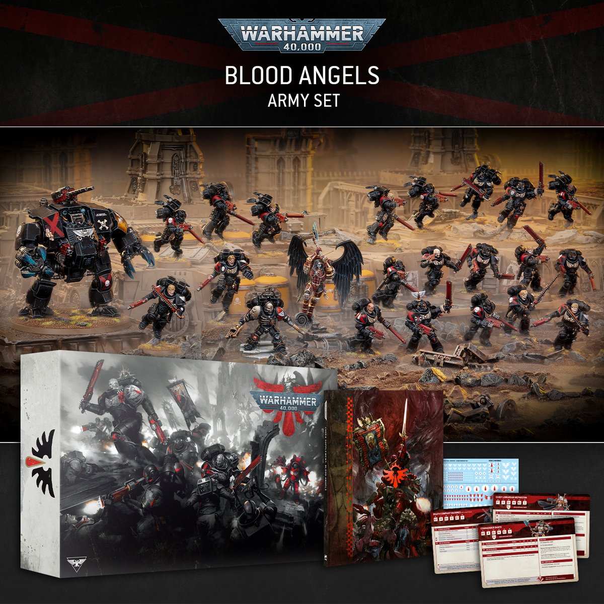 Slake your Red Thirst with a look at the Blood Angels boxed set, featuring new miniatures and a Codex Supplement. ow.ly/ZiLG50SM5wh

#Warhammer40000 #WarhammerCommunity