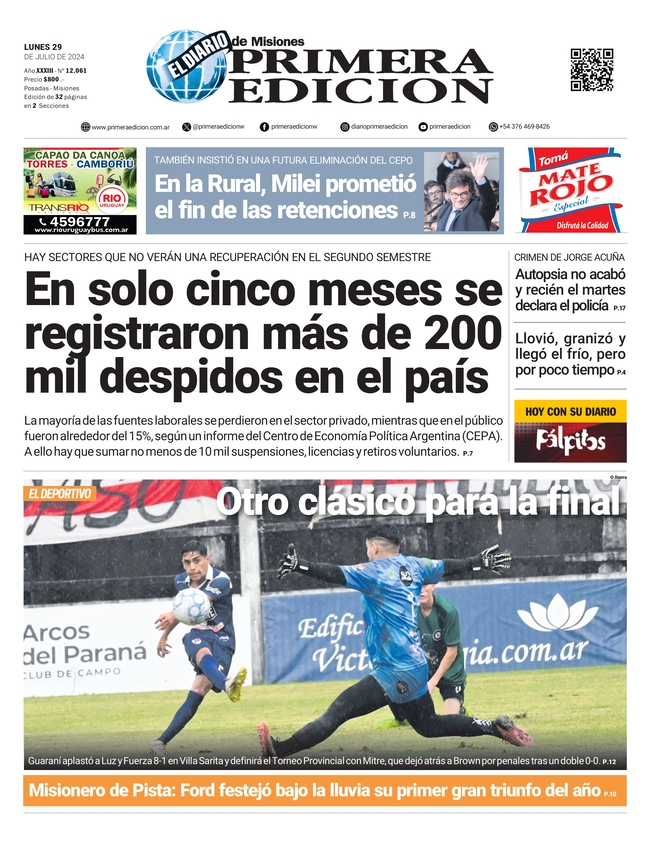 Infor_Mate's tweet photo. Tapa de @TerritorioD y @primeraedicionw del #lunes 29... https://t.co/nm1S9CEVqy