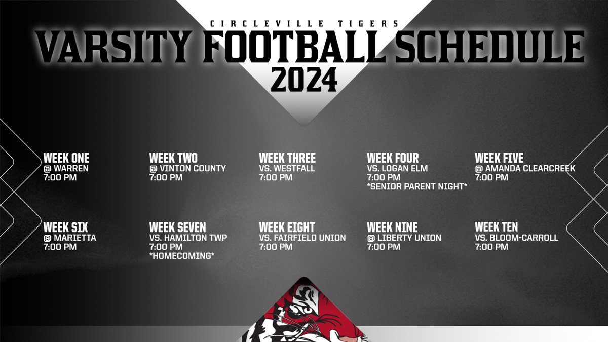 Circleville Athletics (@athletics_cv) on Twitter photo 🏈2024 Varsity Football Schedule
<a href="/CHSTigerPride/">Circleville HS</a> <a href="/CirclevilleCity/">Circleville City Schools</a> <a href="/CirclevilleFB/">Circleville Tigers Football</a> 🏈2024 Varsity Football Schedule
<a href="/CHSTigerPride/">Circleville HS</a> <a href="/CirclevilleCity/">Circleville City Schools</a> <a href="/CirclevilleFB/">Circleville Tigers Football</a>