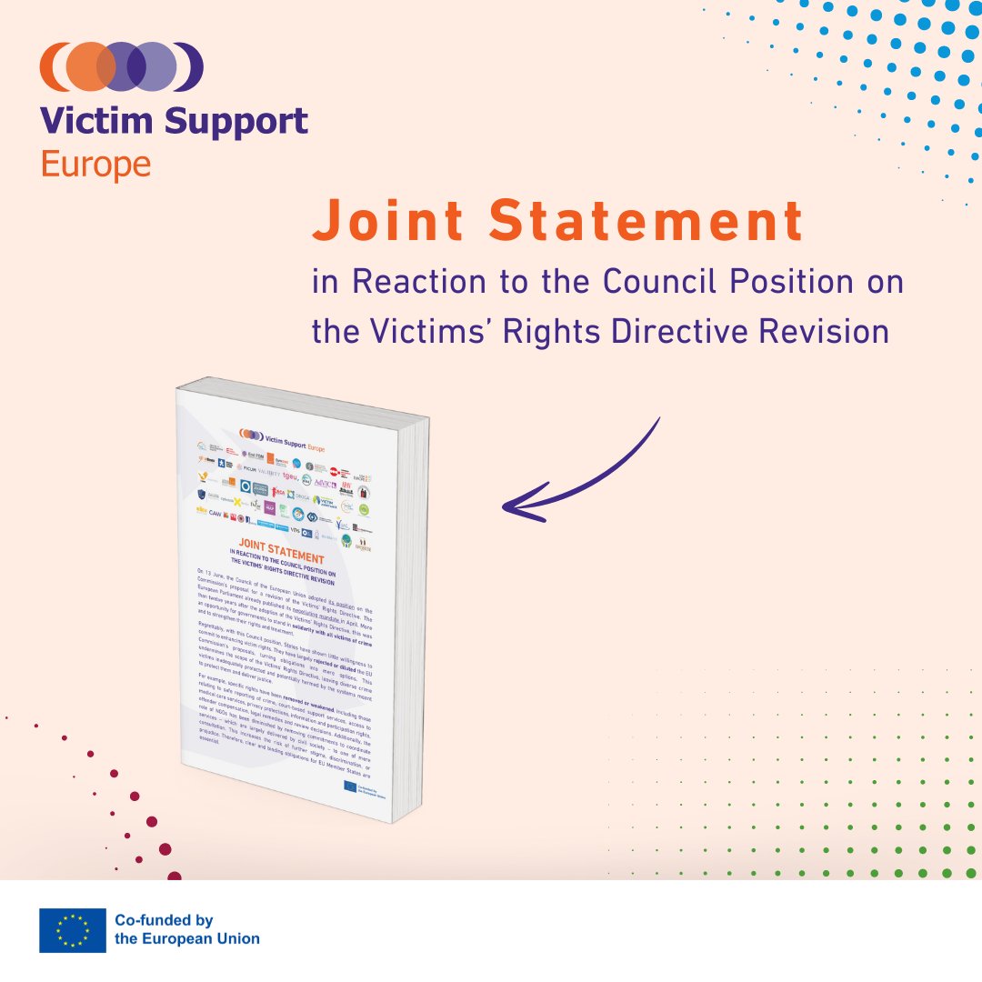 VictimSupportEU's tweet photo. In light of the upcoming World Day Against Trafficking in Persons, VSE along with key organisations reaffirms our stance on the recent council position on the VRD revision.
Read: https://t.co/Xt8dbPZLd7
@EU_Commission @Europarl_EN @HU24EU #EndHumanTrafficking #VictimSupportEU https://t.co/U8Sf1qzdTV