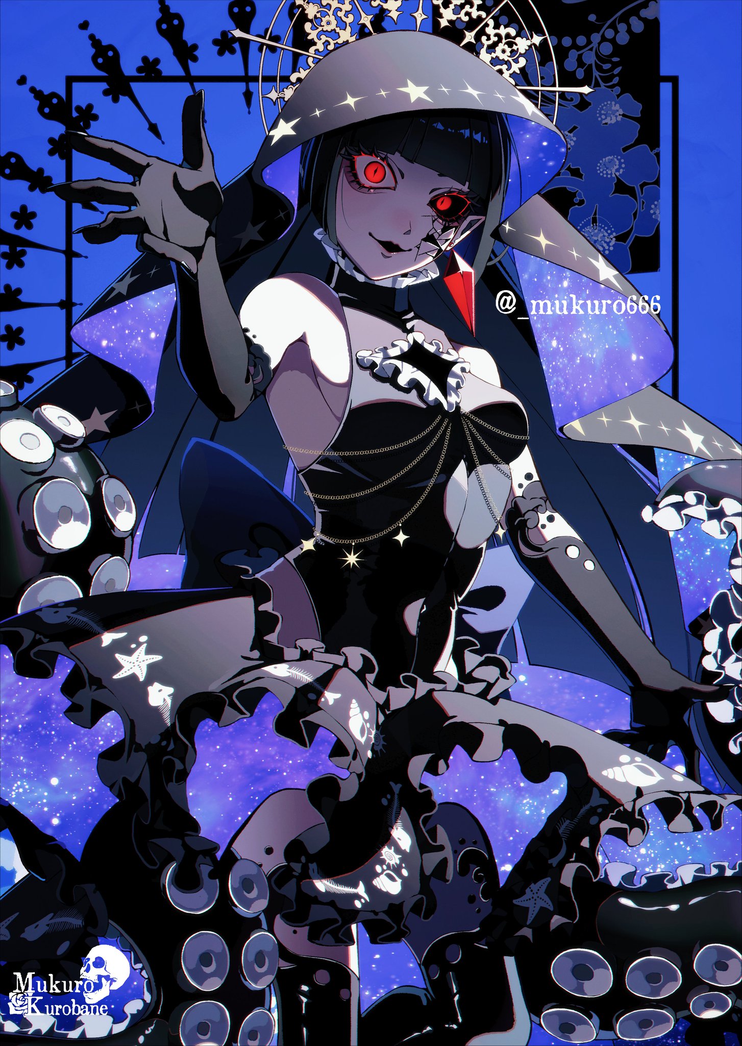 ○同人手描きイラスト○オリジナル・創作 黒猫 女の子○A4サイズ