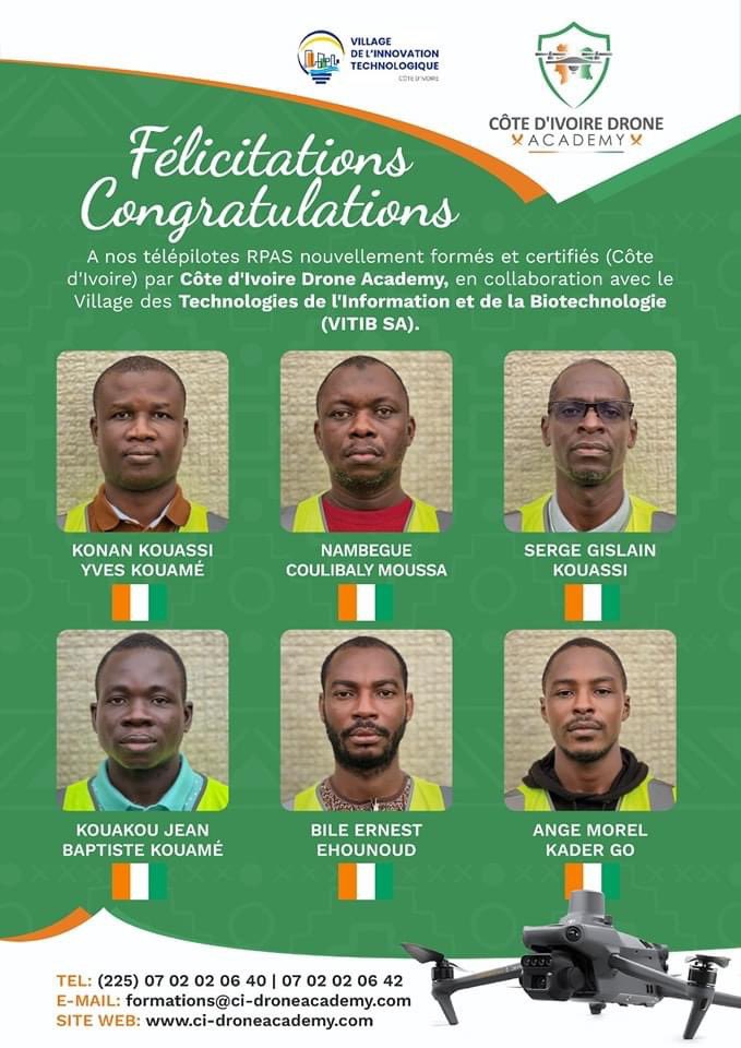 [Congratulation] Félicitations à nos apprenants qui sont aujourd'hui certifiés Télépilote  #CôteDIvoireDroneAcademy #Certification #Drones #CIV225