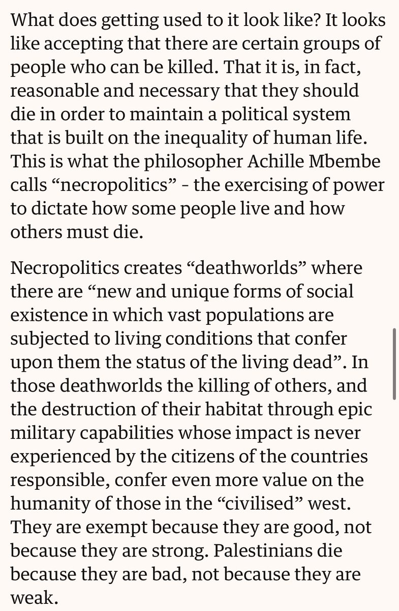 The risk, (and purpose) of getting used to the open ended devastation of Gaza