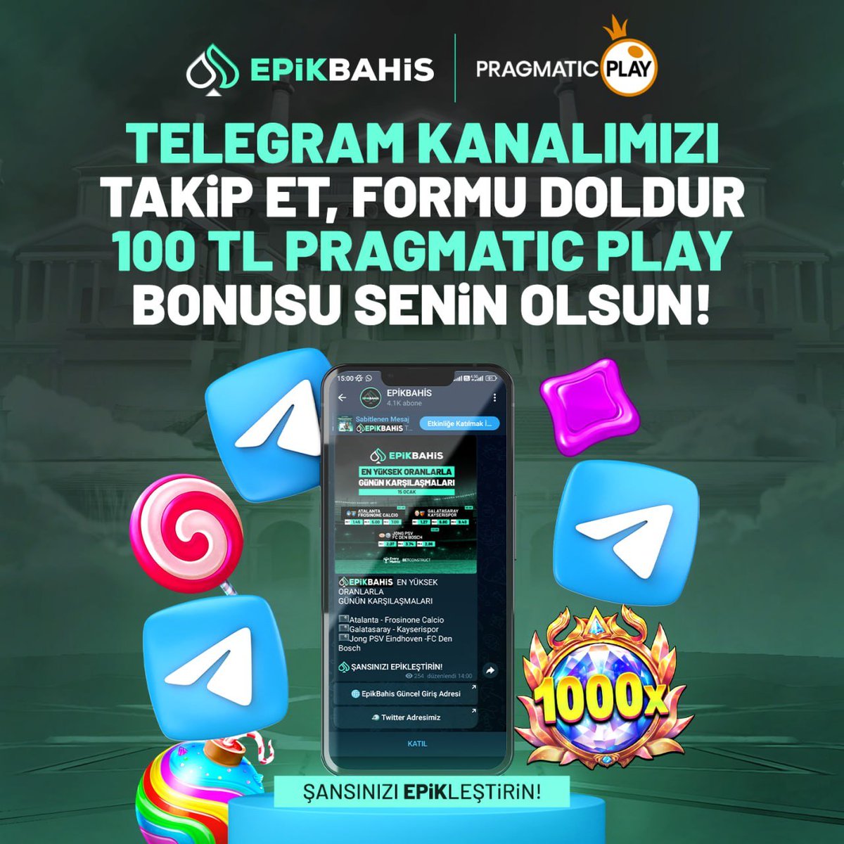 🥳 EPİKBAHİS'TE ETKİNLİKLER HIZ KESMİYOR!

📱 10 - 31 Temmuz tarihleri arasında Telegram kanalımızı takip et!

✍️ Formu doldur 1️⃣0️⃣0️⃣TL Pragmatic Play bonusu senin olsun!

‼️ Etkinliğe katılımlar 31 Temmuz 23:59'da sona erecektir.

 ➡️ Etkinliğe Katılmak İçin Tıklayın