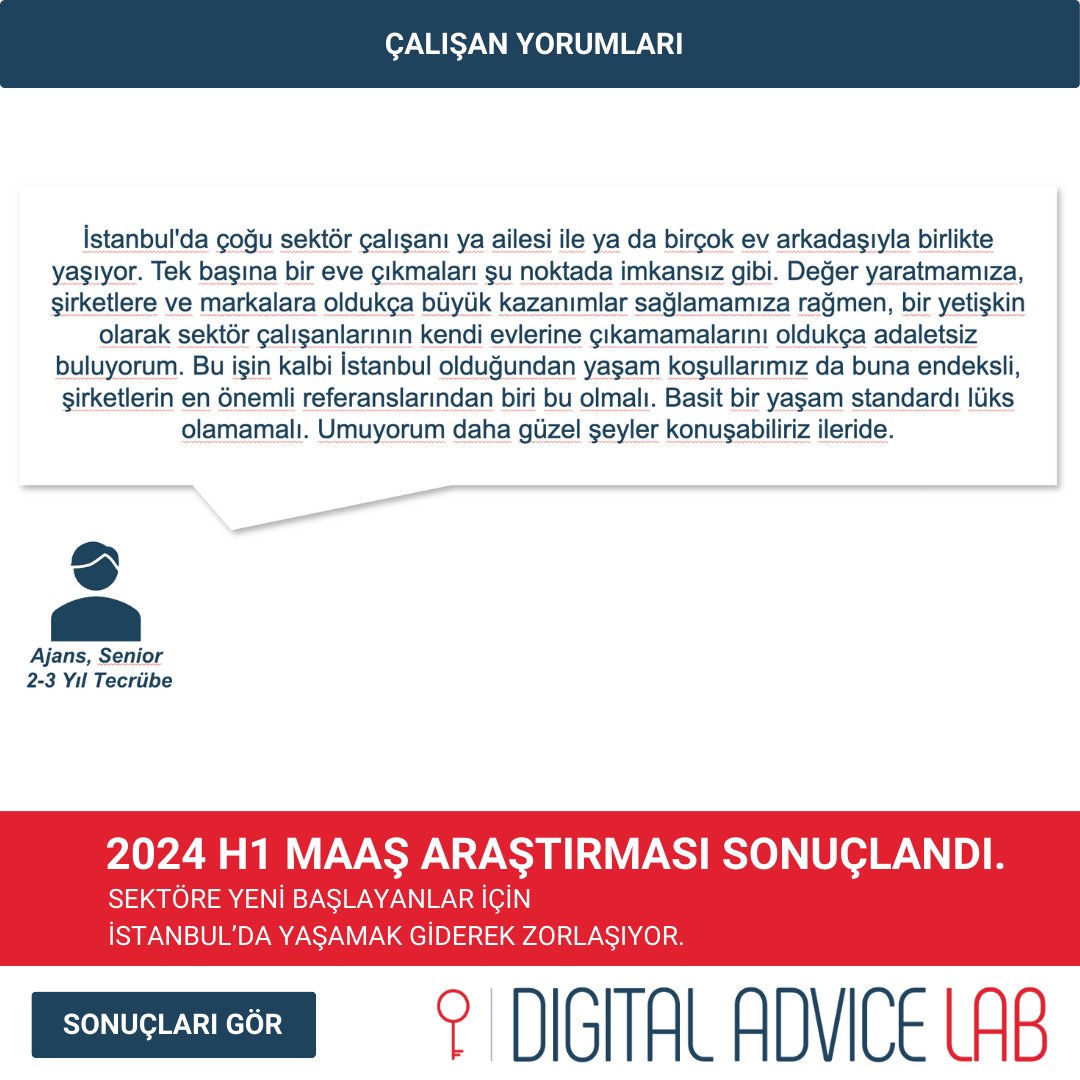 Dijital Pazarlama 2024 Maaş Araştırması: Sektördeki Son Durum

Sektöre yeni başlayanlar için artık İstanbul'da yaşamak çok zor.

Detaylı raporu incelemek ve sektördeki en güncel bilgilere ulaşmak için sunumumuzu hemen indirin!

İndirme Linki: lnkd.in/dnSb6-95