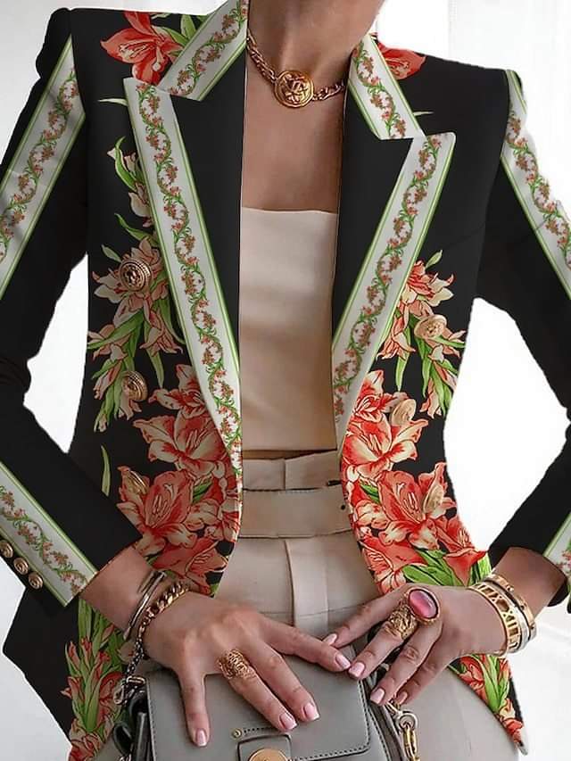 ShopTourEva's tweet image. Get now 👉  fas.st/9WCT7m Women's Floral Buckle Regular Loose Blazer for women 🌸 Made from 100% cotton, this blazer features a relaxed H-line silhouette with a chic shawl collar and a stylish buckle detail. 

 #FloralBlazer #CasualChic #SpringFallFashion #LooseFit