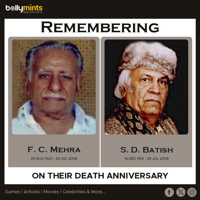 BollyMints's tweet photo. Remembering #FCMehra Ji & #SDBatish Ji On Their #DeathAnniversary ! https://t.co/hlOTyNyPeh