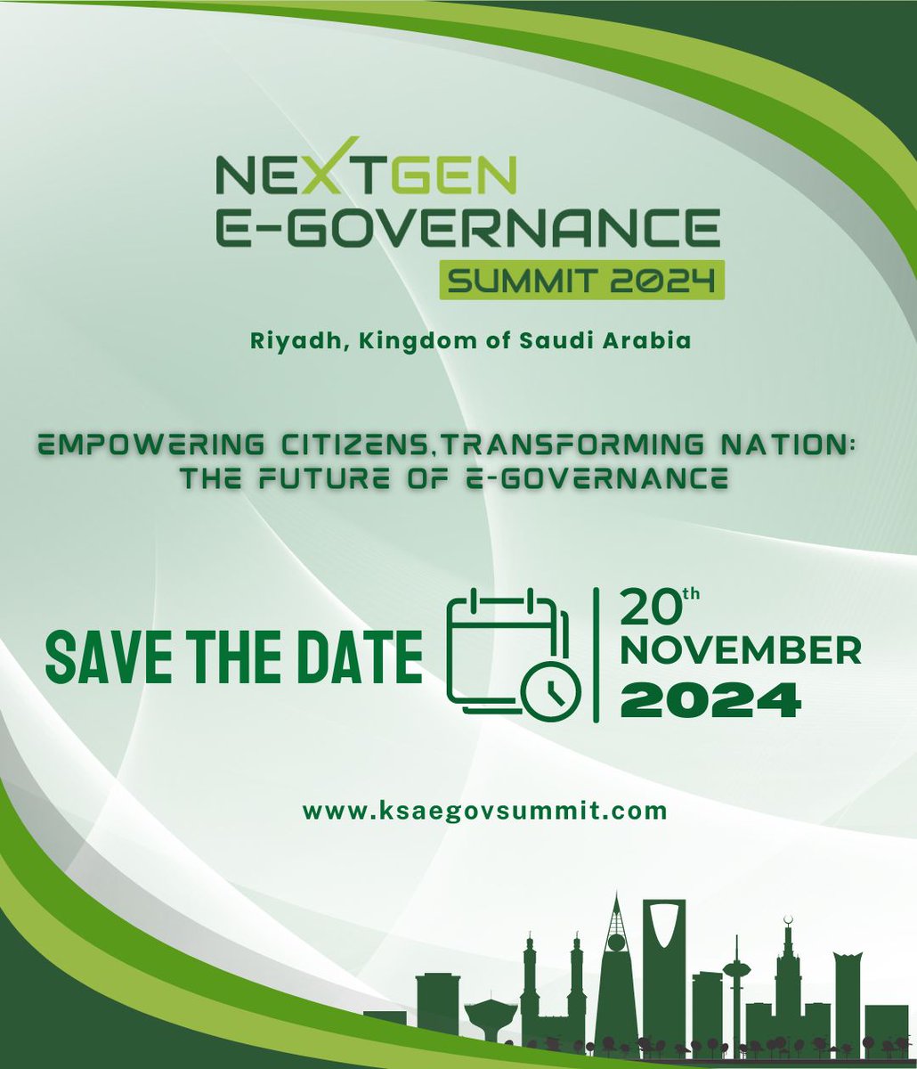 ScribeMinds's tweet photo. 🌟 Contribute Your Expertise to Unfold the Future of E-Governance in the Kingdom!🌟
🎉 Proud to Launch our Next Big Event! Kingdom e-Governance Summit 2024 
🌐 #technology #publicpolicy #civilservices #cybersecurity #strategicplanning #climatechange #development #ict #egovernance https://t.co/gGr9cS4evB