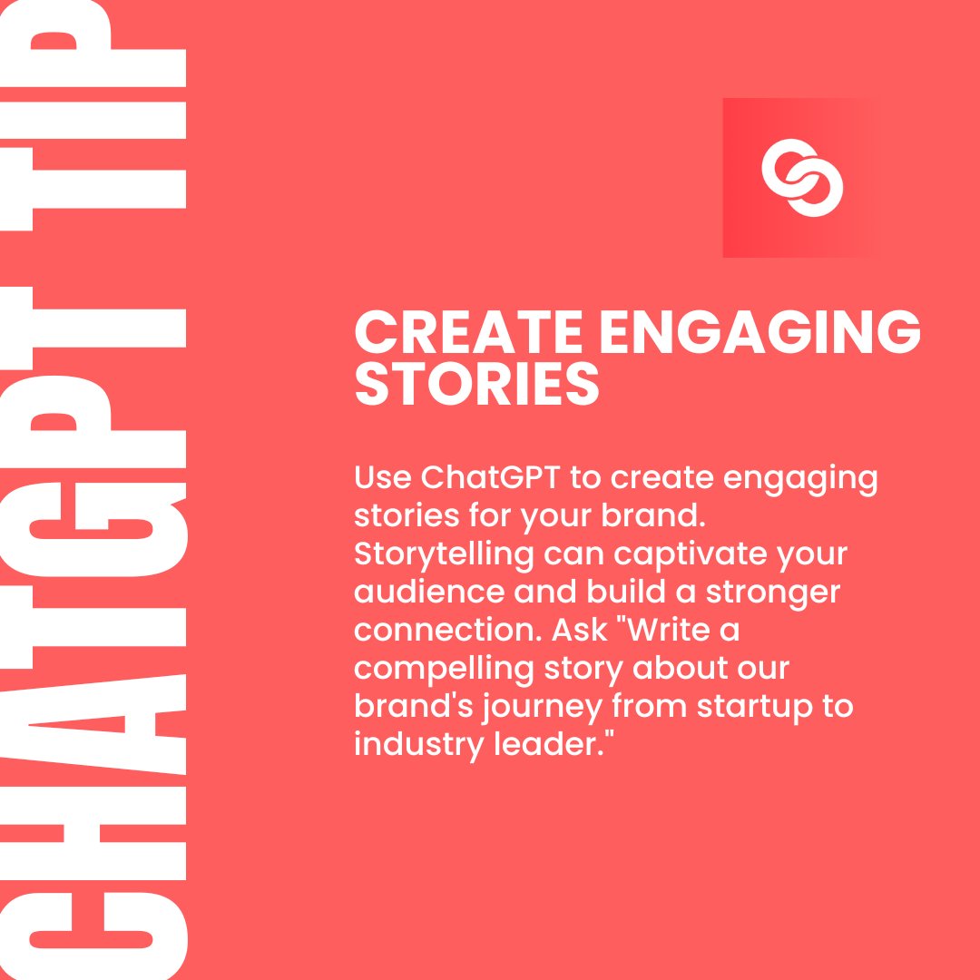 Coursewise_'s tweet image. Engage your audience with captivating stories crafted by ChatGPT! 📖 #Storytelling #Branding #chatgpt