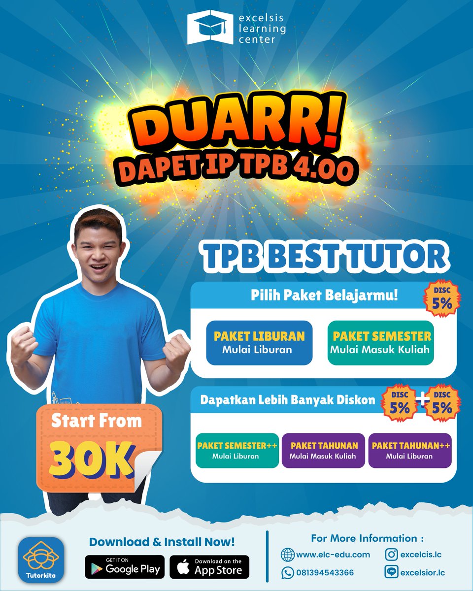 excelsislc's tweet image. Makin PD menghadapi TPB bersama ELC!

✅ tutor berkualitas dari lulusan S1/S2/S3/Senior ITB/dosen ITB dengan IPK sangak tinggi (&amp;gt;3.5 bahkan 4) dan mendapat A untuk matkul yg diajarkan. Mereka juga jago ngajar, berpengalaman dan asyik tentunya!👨‍🎓👩‍🎓

#itb #tpbitb #bimbeltpb