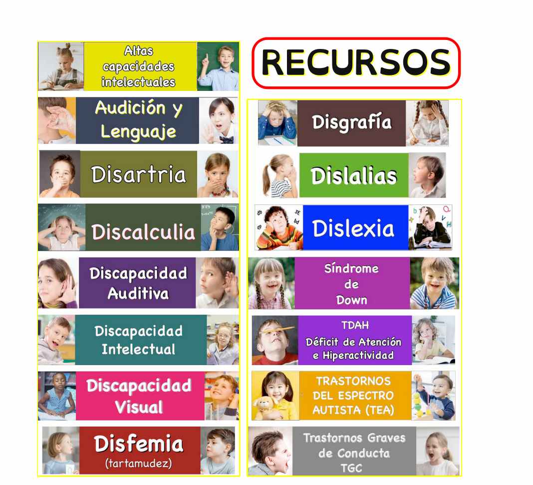 RECURSOS DIVERSIDAD
Recopilación de recursos para trabajar con nuestros niños y niñas con distintas dificultades de aprendizaje...
¡Entre todos y todas!
recursospdifgl.com/educaci%C3%B3n…