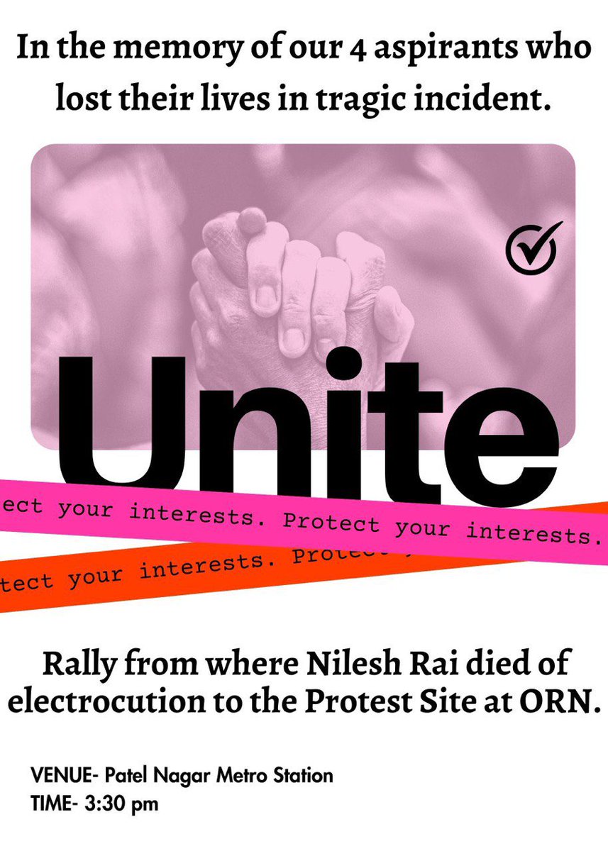 VedantaLens's tweet photo. There is a call for protest in #PatelNagar Metro Station today
Please assemble for the cause

#KarolBagh #OldRajinderNagar #RajendarNagar #RajendraNagar #DelhiCoachingCenterAccident #DelhiCoaching #UPSCaspirants #UPSC https://t.co/UFzwN5oJjv