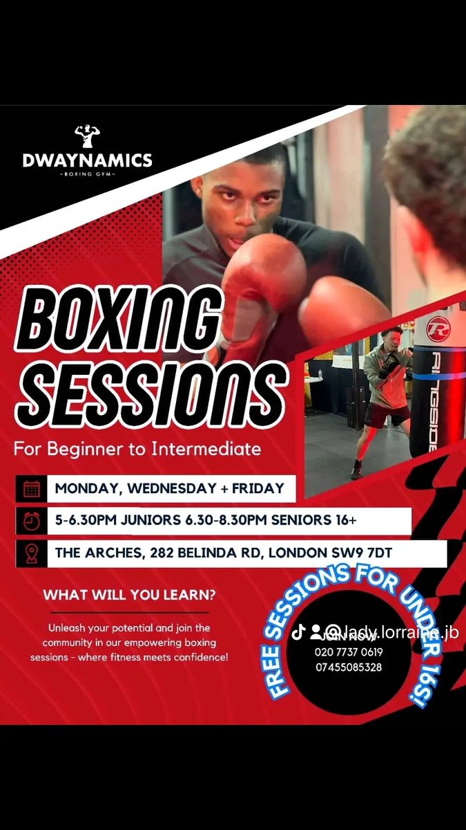 We are providing free boxing sessions over the summer for under 16s 
Help us spread the word 
<a href="/lambeth_council/">Lambeth Council</a> <a href="/BrixtonBlog/">Brixton Blog</a>