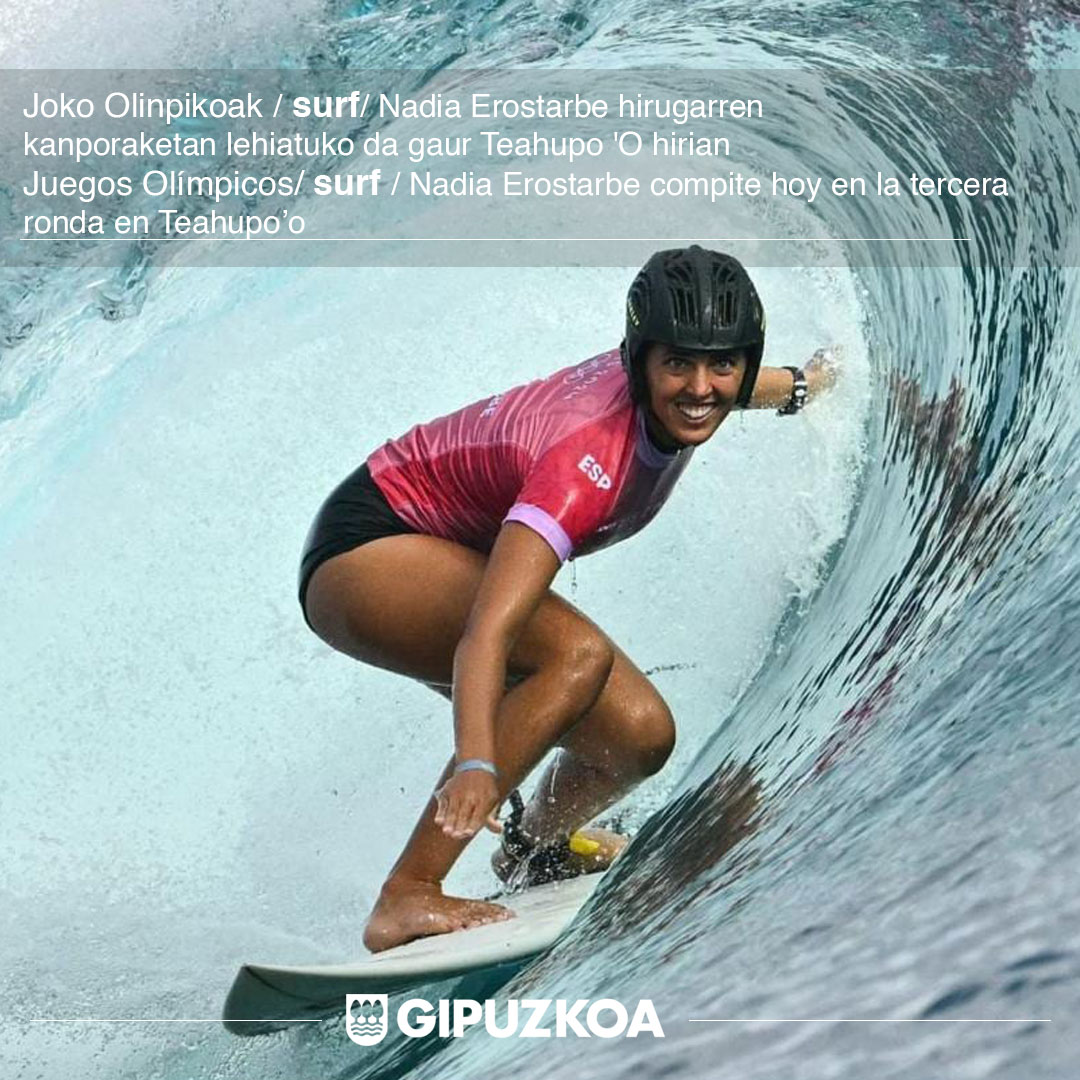 GipuzkoaKirolak's tweet image. 🌊🏄‍♀️Nadia Erostarbe, nuestra surfista zarauztarra, compite en la tercera ronda en Teahupo’o, Tahití, tras su gran actuación que la clasificó directamente. Nadia está lista para enfrentar las olas más desafiantes. ¡Vamos Nadia!

#Surf #Teahupoo #Paris2024 #NadiaErostarbe #Zarautz