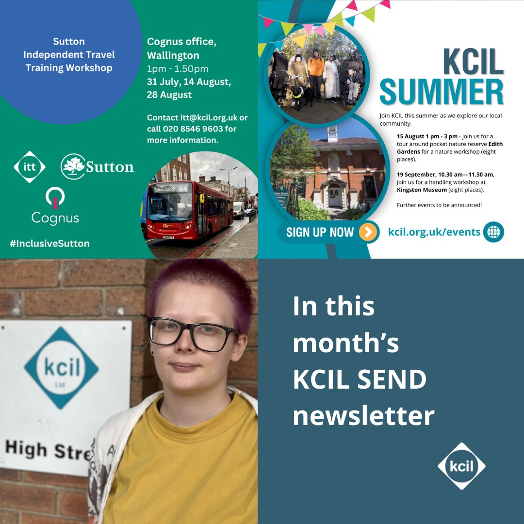 In this month's SEND newsletter -

Summer ITT workshops.

KCIL Summer Events.

KCIL joins the National Databank supplying free SIM cards to the digitally excluded.

New KCIL team member!

mailchi.mp/kcil/kcil-july…