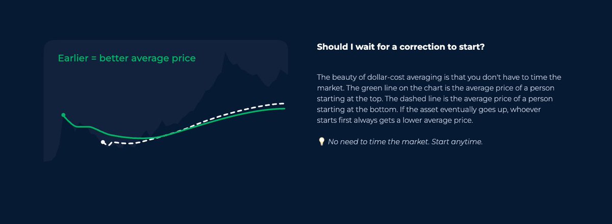 Feeling anxious about #Bitcoin approach ATH? We've got you covered:

Our DCA bot is now free.

Good news: starting DCA at the top gives you an even better average price than starting it at the bottom. You buy the whole dip, not only half of it.