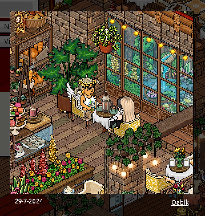QabikPixel's tweet image. Day date with my cutie @LushHabbo 🤭💕✨ @ The cottage cafe 🫶🏻✨ @unkempthabbo best frappa EVER🐻🫶🏻✨