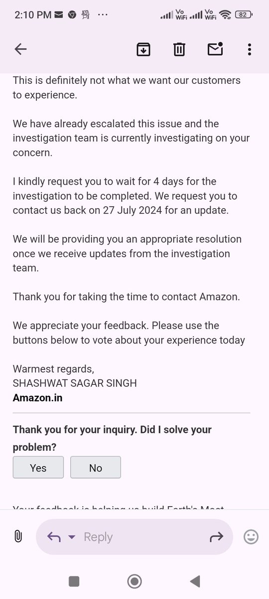 pk096616's tweet photo. I ordered @SaffolaHoney and Godhan Ark from @amazonIN on 18-07-2024 and my order (402-4742655-4435522)was marked delivered on 20-07-2024 while I didn't receive the Order. It has been more than 10 days, neither my money is refunded from @amazonIN nor any solution given. https://t.co/W08PyTHuwc