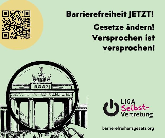 Barrierefreiheit Jetzt! Versprochen ist versprochen. Das fordert auch die LIGA Selbstvertretung und will, dass endlich die im Koalitionsvertrag versprochenen Gesetzesänderungen kommen. #Barrierefreiheit #Inklusion #UNBRK #BMG #BMJ #BMF
