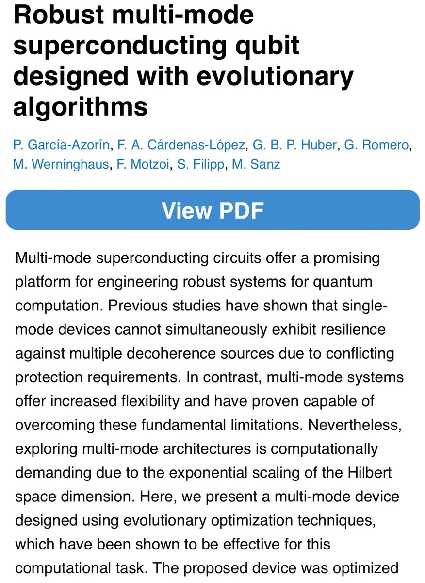 🚨New preprint on a robust multi-mode superconducting qubit designed with #EvoAlg. A <a href="/OpenSuperQPlus/">OpenSuperQPlus</a> paper led by <a href="/pgaraz9/">Pablo García Azorín</a> with the collab of <a href="/PanchocPhys/">Francisco Cárdenas</a> and F. Motzoi from <a href="/fz_juelich/">Forschungszentrum Jülich | @fzj@social.fz-juelich</a>, <a href="/GuilleRomH/">Guillermo Romero</a> from <a href="/cienciasuach/">Facultad de Ciencias, UACh</a> and G. Huber, M. Werninghaus and S.Filipp from <a href="/quantumWMI/">quantum@WMI</a>