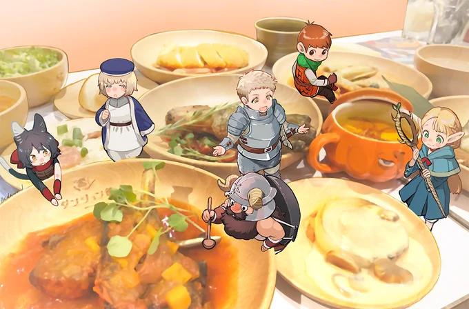 ダンジョン飯コラボカフェいってきました たのしくておいしかったです!  #ダンジョン飯 #dungeonmeshi