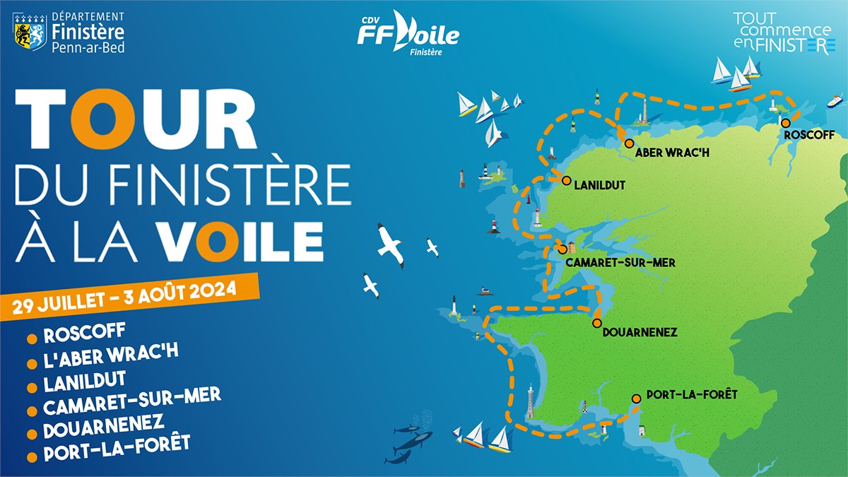 ⛵ Le 38e Tour du Finistère à la Voile a largué les amarres !

🏁 Du 29 juillet au 3 août, plus de 600 marins sur une centaine de bateaux vont s’affronter de Roscoff à Port-la-Forêt, berceau de la course au large.

🏆 Le Département est fier de soutenir cette course emblématique
