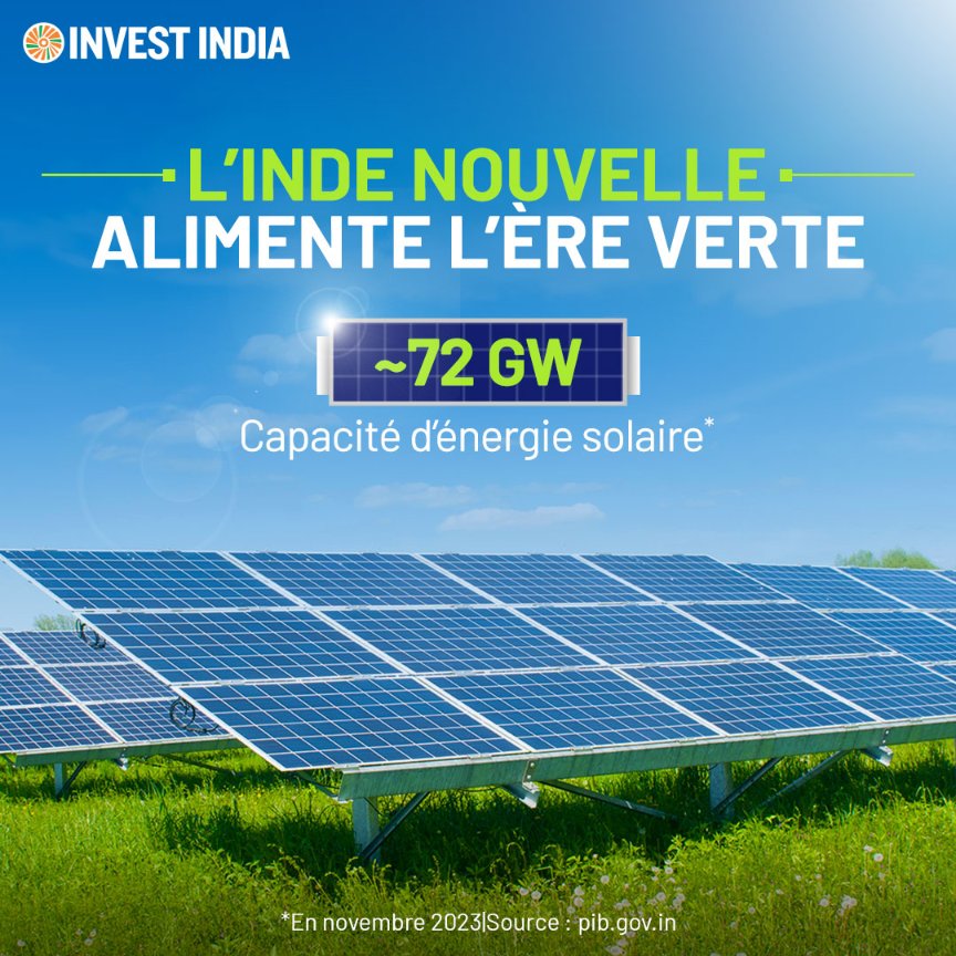 La capacité cumulée de panneaux solaires en toiture (RTS) de l’#IndeNouvelle est passée de ~2GW en mars 2019 à ~10GW en novembre 2023, avec un CAGR moyen de ~46%, pour un avenir plus #durable et plus propre.

Visitez: bit.ly/II-Renewable

#InvestirEnInde #ÉnergieVerte