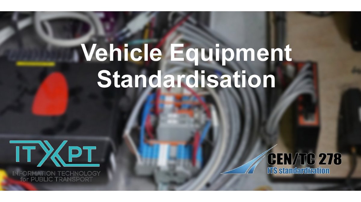 Vehicle Equipment Standardisation Webinar
1 August  13:00 
eventbrite.com/e/935932056977

In this webinar you will hear about :
ITxPT on their successes to help open the market  and future plans.
European standardisation processes.
Formal CEN standards