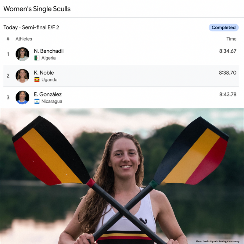 🎉 ISU Alumni Olympic 🚣: Huge congratulations to #Uganda’s Kathleen Noble for qualifying for the Women's Single Sculls Finals at the Paris #Olympics2024 this morning! We’ll be cheering her on this Friday, August 2nd! #TeamUgandaForOlympics #ISUAlumni 🌐 isu.ac.ug