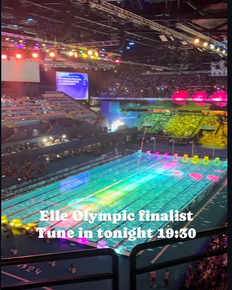Elle into Olympic 400 medley final tonight. Tune in 19:30. Well done Elle and Brian.