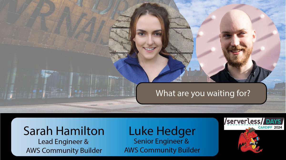 ServerlessDays Cardiff (@serverlesscwl) on Twitter photo We are super excited to welcome @serverlesssarah and <a href="/level_out/">Luke Hedger</a> to #Cardiff to provide a light-hearted talk around testing #serverless architectures. Find out more at cardiff.serverlessdays.io We are super excited to welcome @serverlesssarah and <a href="/level_out/">Luke Hedger</a> to #Cardiff to provide a light-hearted talk around testing #serverless architectures. Find out more at cardiff.serverlessdays.io