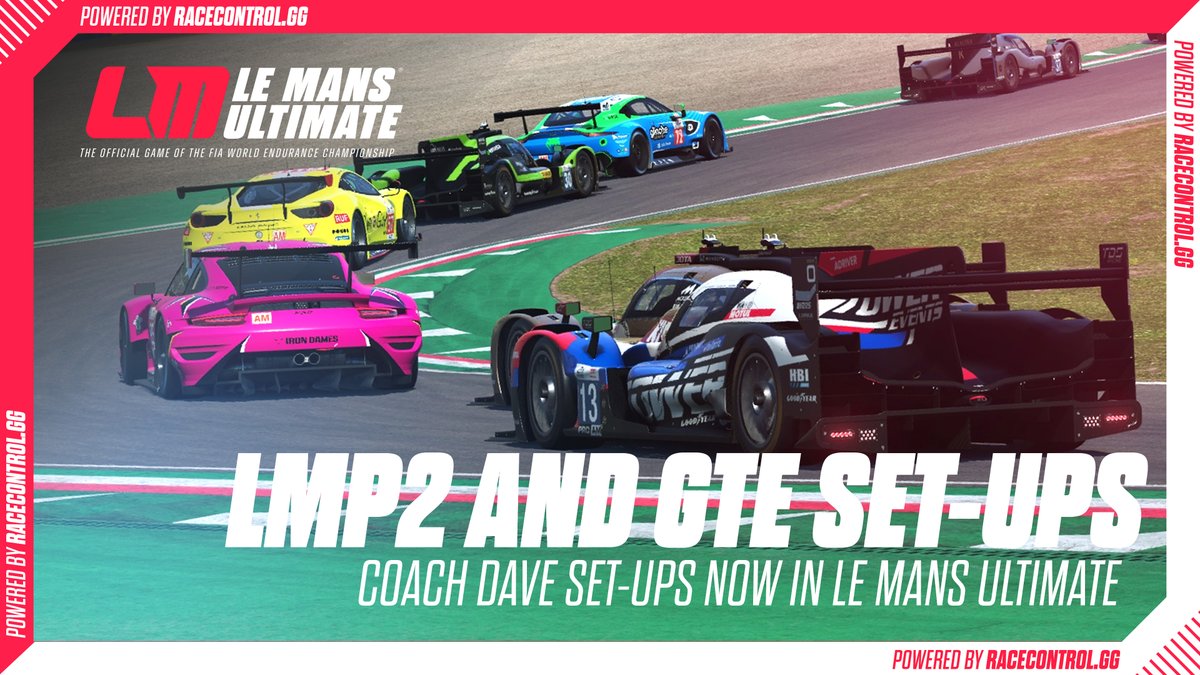 Le Mans Ultimate (@lemansultimate) on Twitter photo LMP2 and GTE set-ups from <a href="/coachdavesetups/">Coach Dave Academy</a> now available on Le Mans Ultimate for FREE!
Check out the latest news on the RaceControl.GG website 👇
racecontrol.gg/news/coach-dav…
#LeMansUltimate #WEC #LeMans24 LMP2 and GTE set-ups from <a href="/coachdavesetups/">Coach Dave Academy</a> now available on Le Mans Ultimate for FREE!
Check out the latest news on the RaceControl.GG website 👇
racecontrol.gg/news/coach-dav…
#LeMansUltimate #WEC #LeMans24
