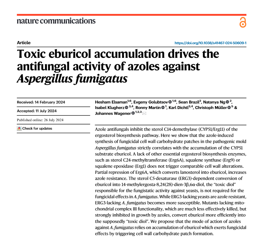 Congratulations to #JohannesWegener et al on their recent publication in <a href="/NatureComms/">Nature Communications</a> 🎉rdcu.be/dO6JN #AspergillusFumigatus #Fungi #Antifungal #Azoles #ClincialMicroTCD <a href="/tcddublin/">Trinity College Dublin</a> @clincialmicrotcd <a href="/TrinityMed1/">School of Medicine, Trinity College Dublin</a>