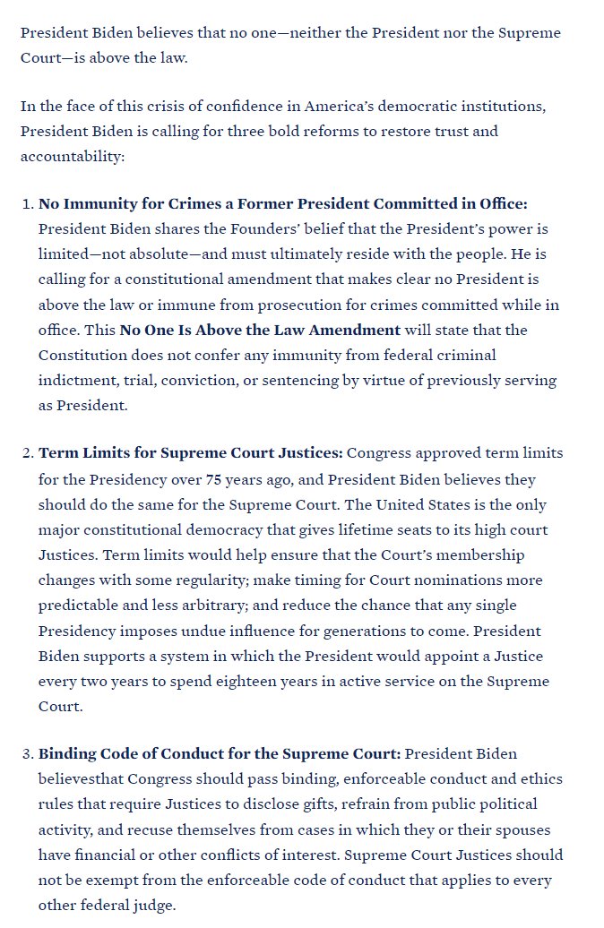 TODAY - <a href="/POTUS/">President Donald J. Trump</a> calls for three bold reforms to restore trust and accountability when it comes to the Supreme Court and Democracy.