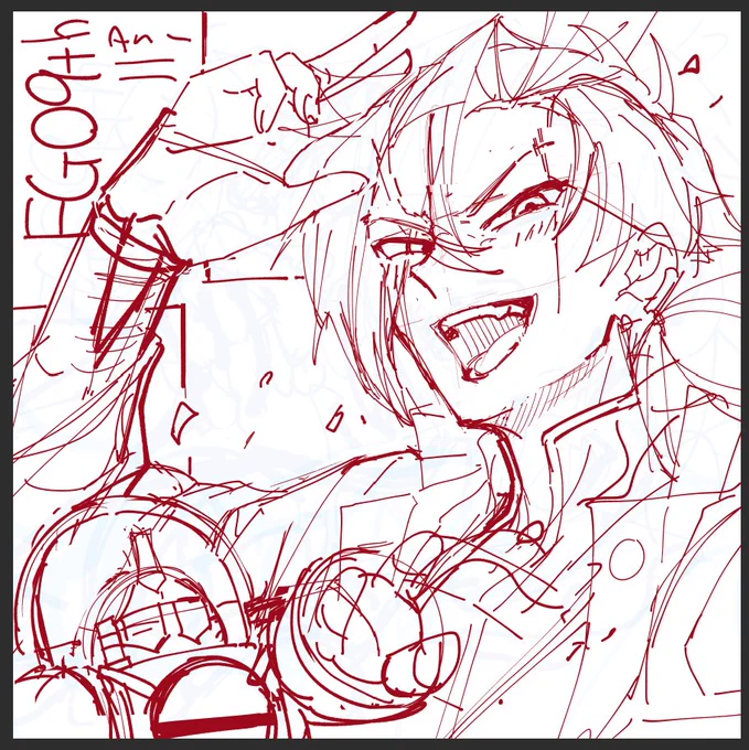 手癖(ツリー元)で描くと思ったより表情柔らかくなりがちなので修正いれたらお祝い絵なのにすごい黒幕顔になって草 まいっか 悪だくみ顔好きだし 