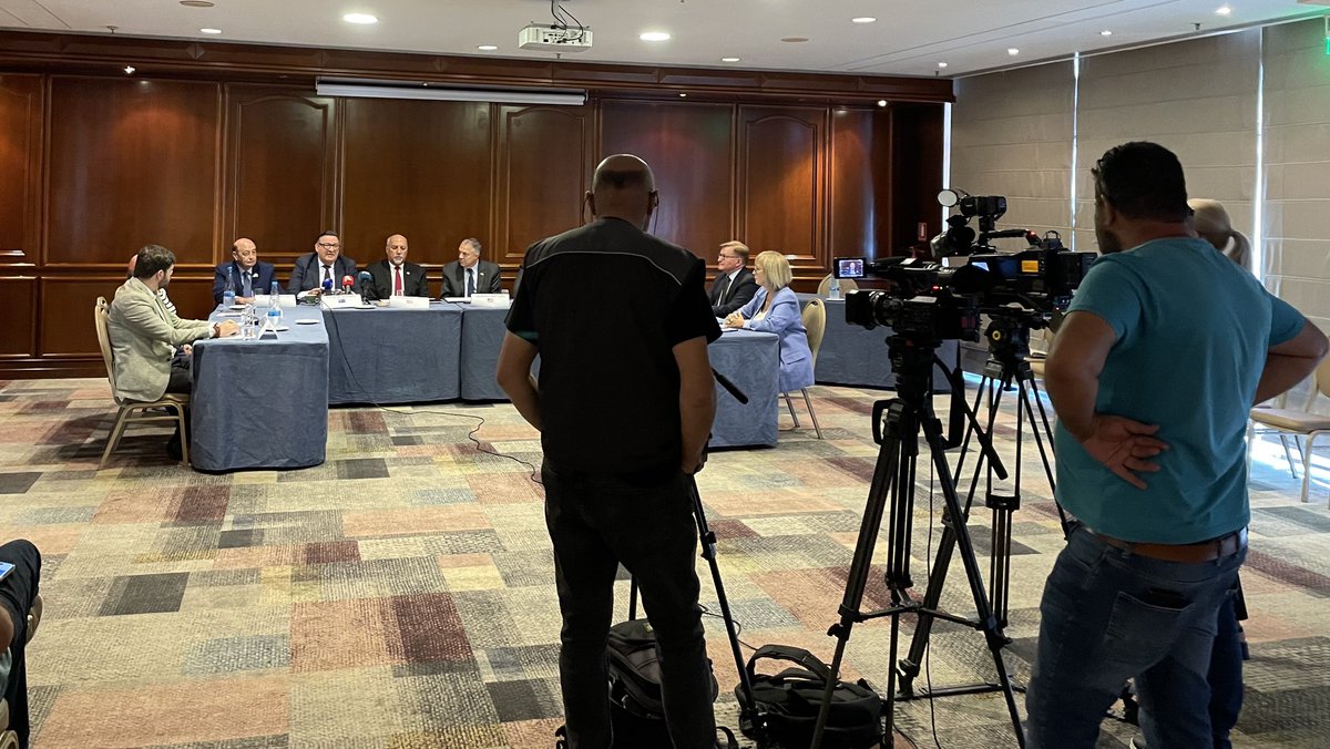 Holding a press conference with colleagues from around the world at Hilton Hotel in Nicosia Cyprus on the 50th Anniversary of the unlawful invasion and occupation of northern Cyprus by Turkey. Pressure must bear for withdrawal of Turkish troops for a united Republic of Cyprus
