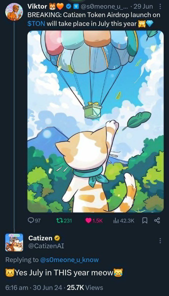 ARonalgor's tweet photo. @s0meone_u_know SOUND LIKE AIRDROP COMING @CatizenAI 👀 https://t.co/iOoAG6AMsL